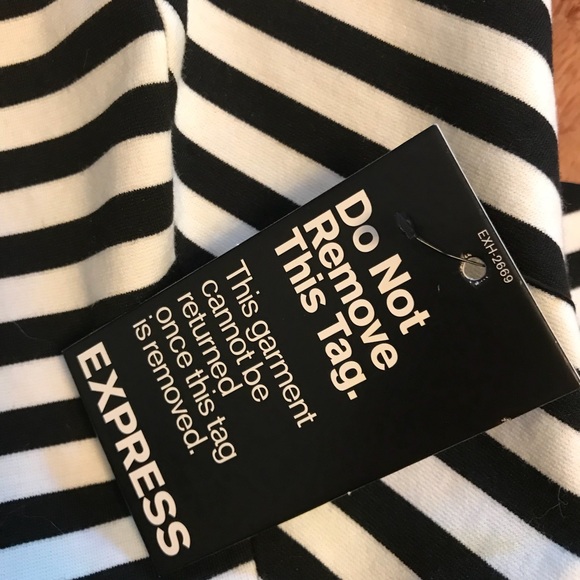 NWT Express B&W Stripe Fit and Flare Dress - Picture 4 of 4